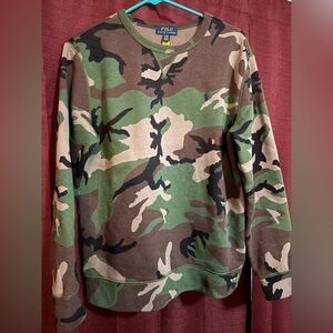 Polo Ralph Lauren Green and Brown Camouflage Crewneck Sweater boys size 18-20 xl